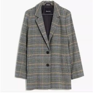 Madewell Dorset Blazer in Browne Plaid Oversized Size L